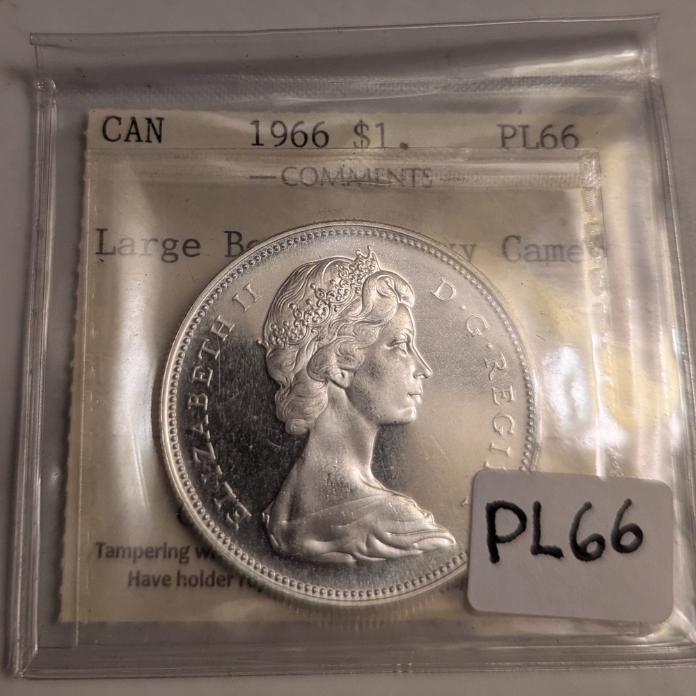 1966 Canada Silver Dollar PL66 Heavy Cameo Large Beads.